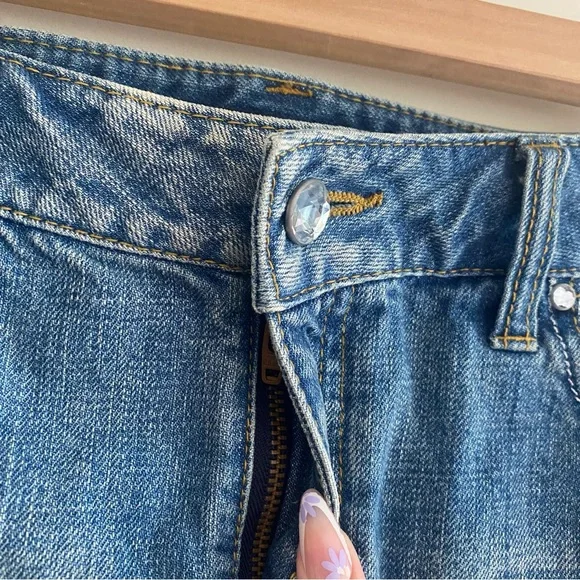 Denim Low Rise Micro Mini Skirt - Picture 2 of 9